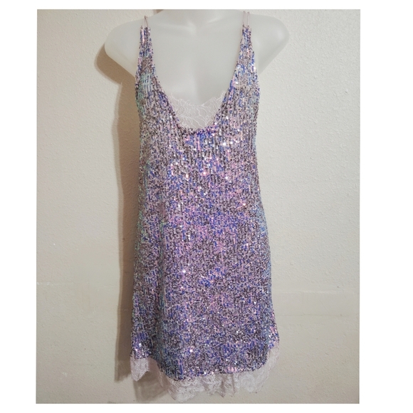 Free People Rise & Shine Sheer Lavender Mini Dress Size XS - Picture 2 of 8